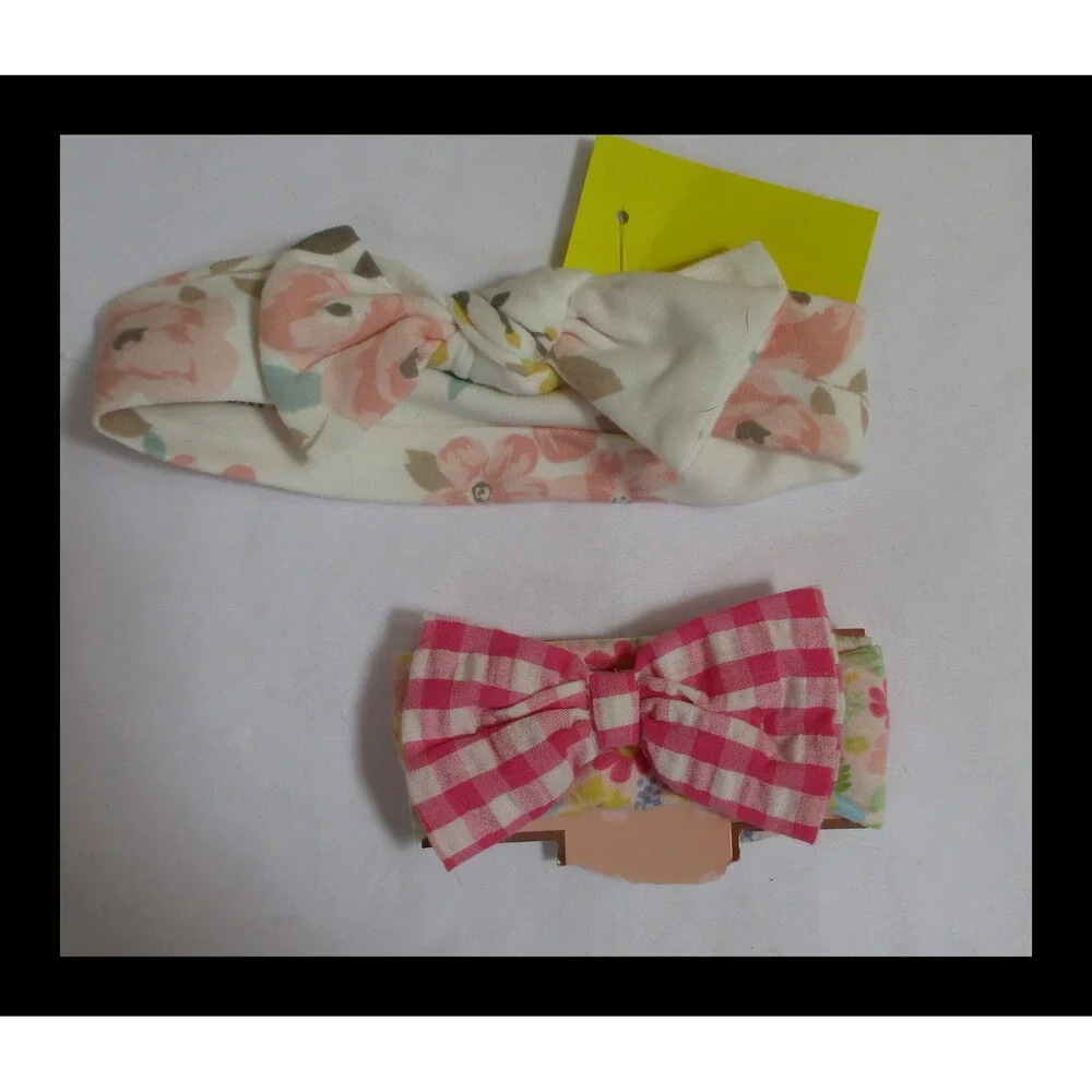 Set of 2 Floral Print Baby Girl Soft Headbands NEW